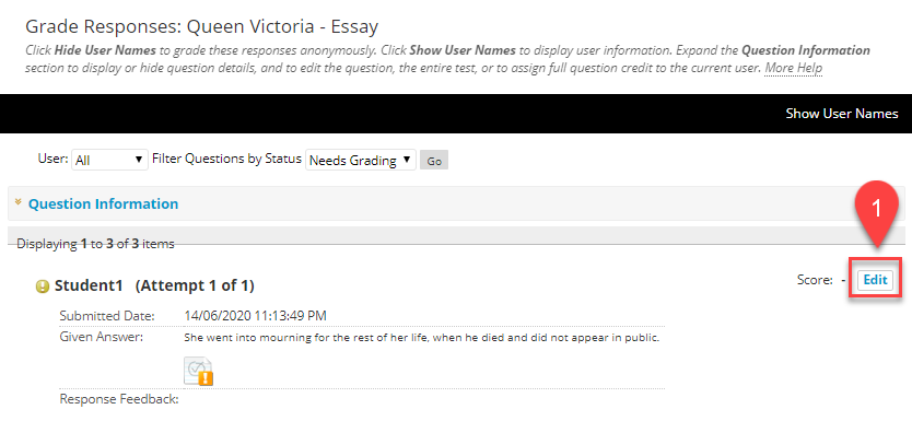 Select th Edit button to begin marking