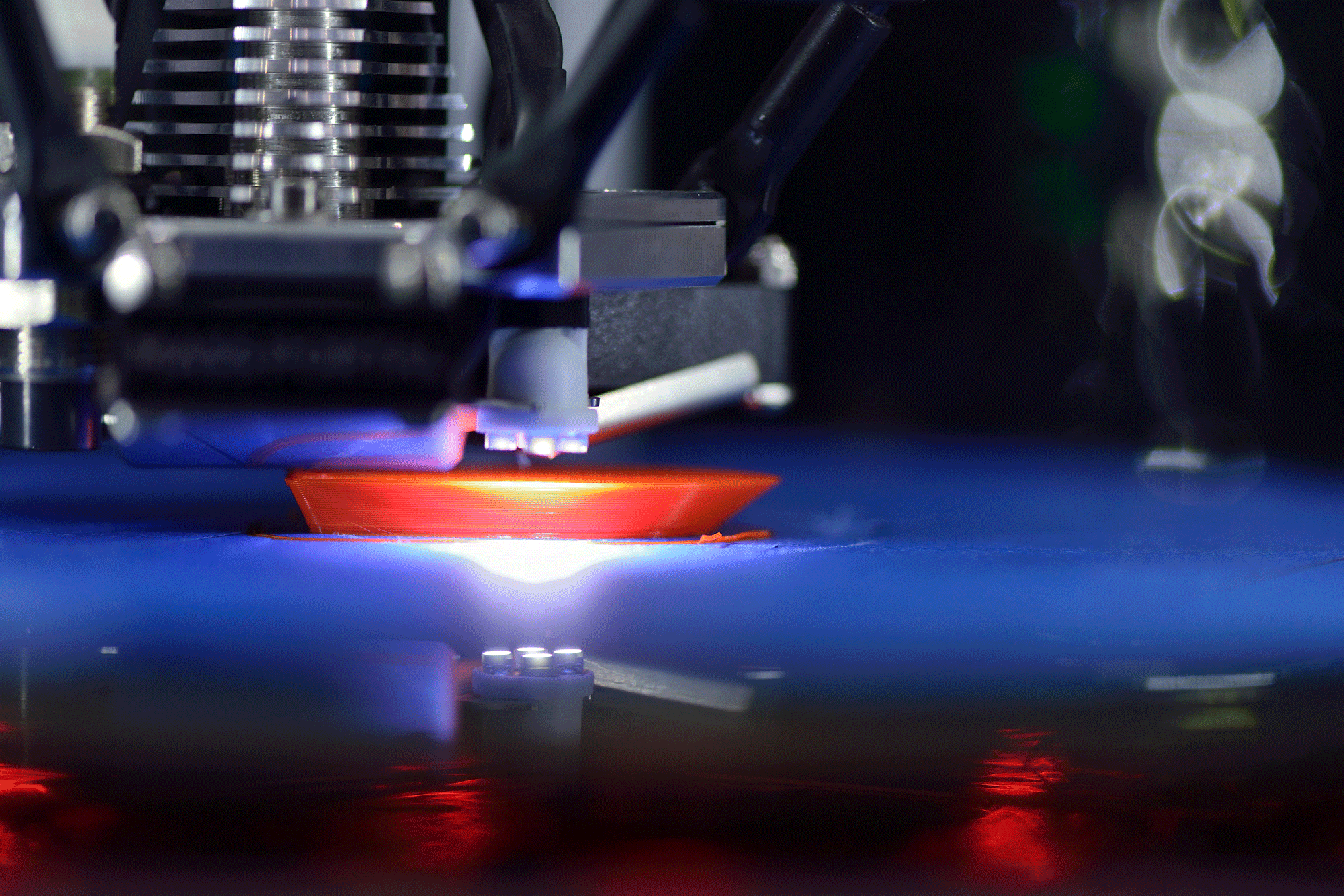 Close up of a 3D printer