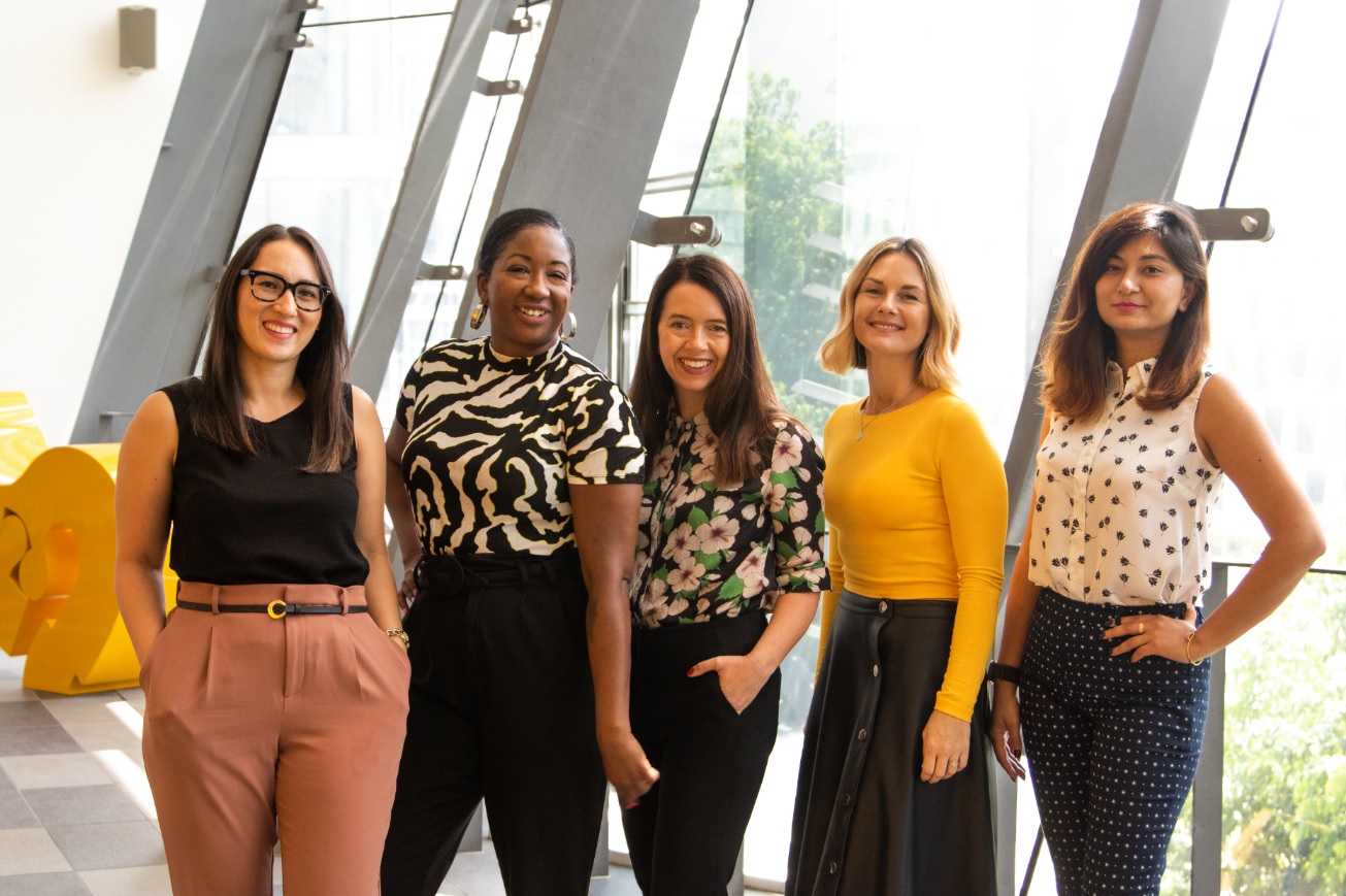 photo of five female members of UTS Careers BD Team Kat Connolly Domonique Delgado Kaye Carr Cerys Rogers Chandani Tuladhar