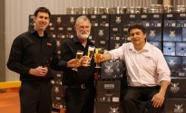 Casella_Unveils_the_Perfect_Lager Master-brewers-Andy-Mitchell-Anthony-Clem-and-John-Casella-cheers-to-ARVO-51