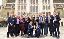 Aussie brewers triumph at awards around the world Trophy winners celebrate their win outside London's Guildhall
