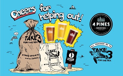 4 Pines give away beer for a good cause 4Pines_VenuePoster_Take3CleanUp_A4_FA