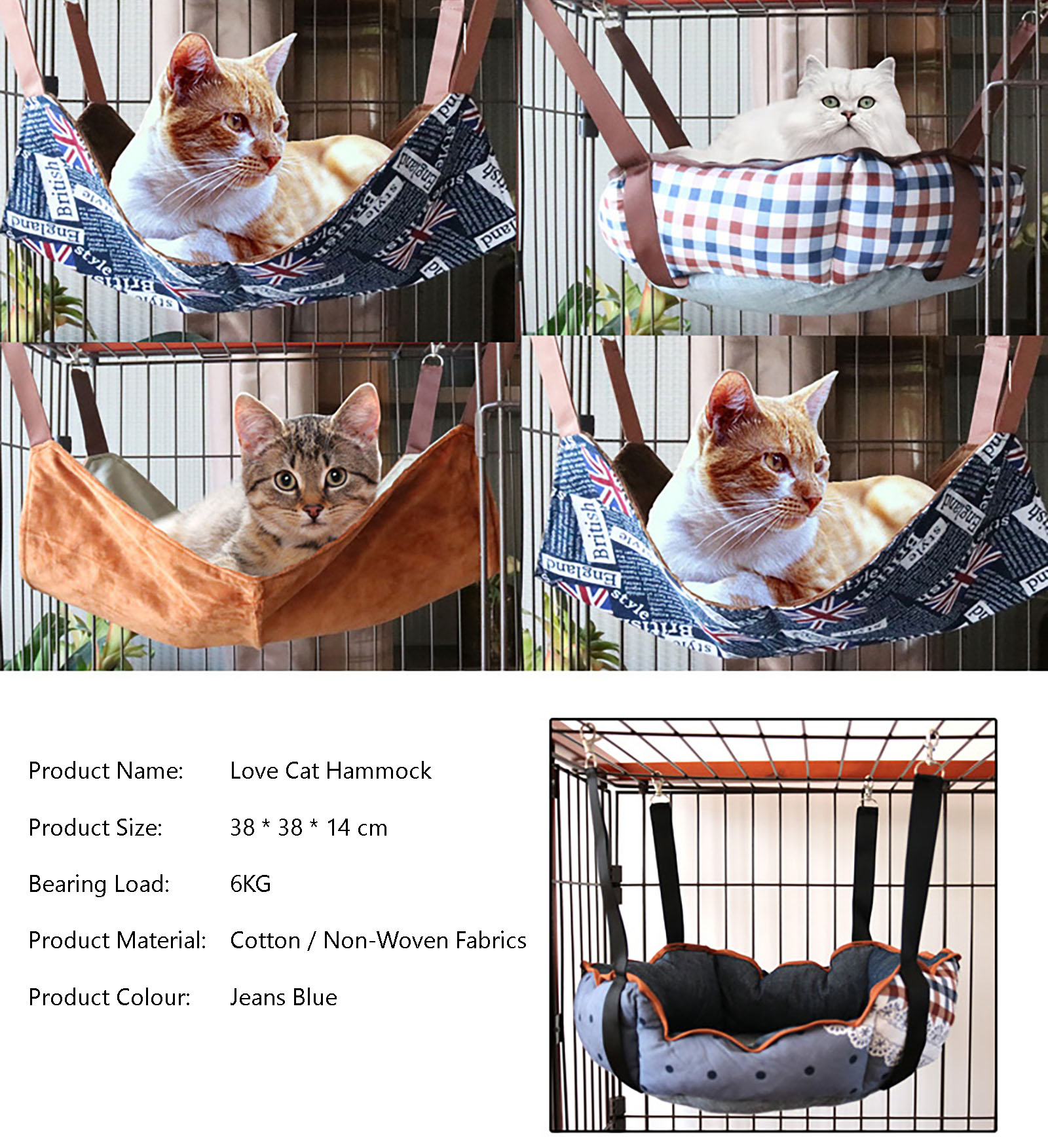 Warm Pet Cat Bed Cage Soft Hanging Bed Hammock Large Winter House