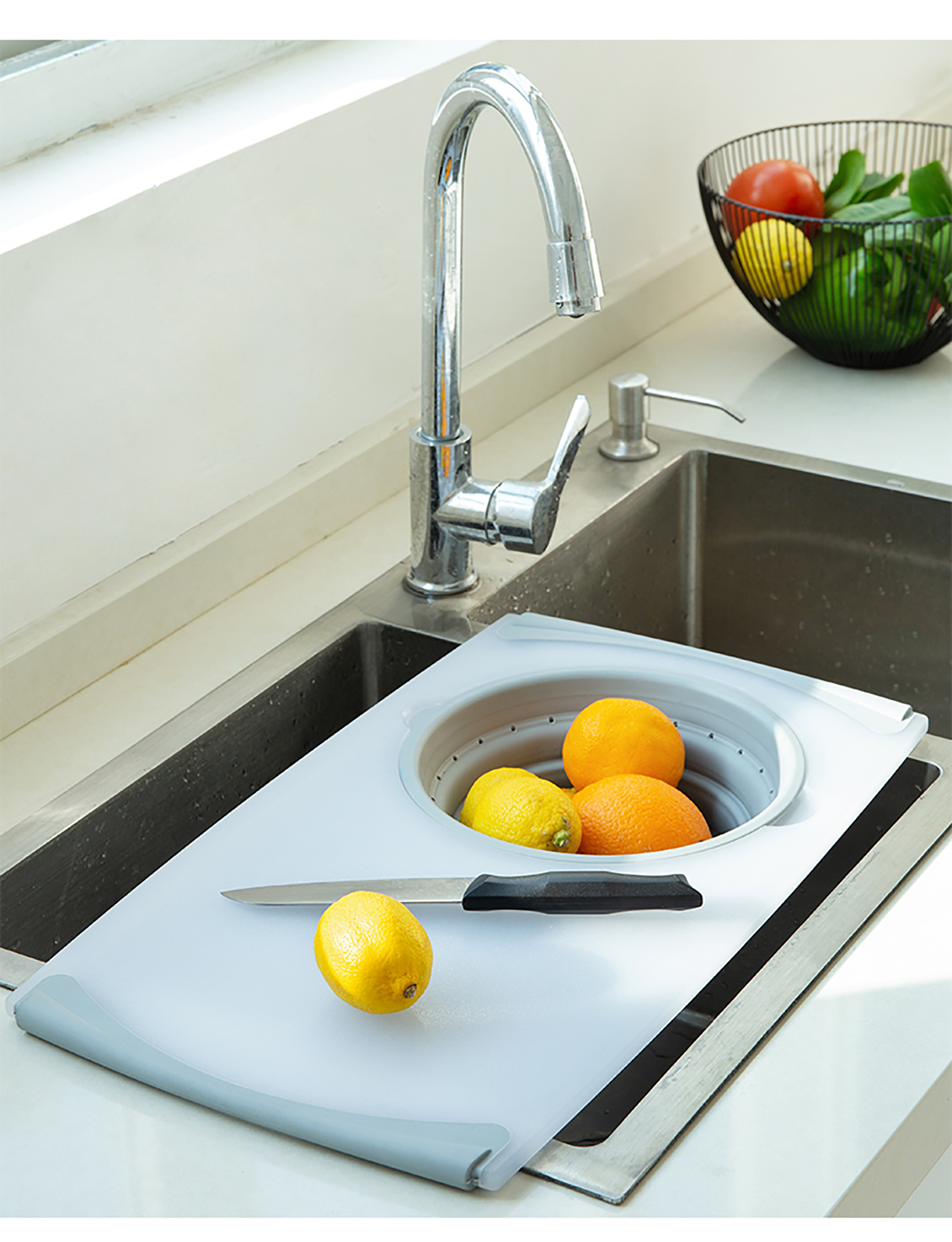 Kitchen Multifunction Sink Cutting Board Household Plastic Cutting Bo