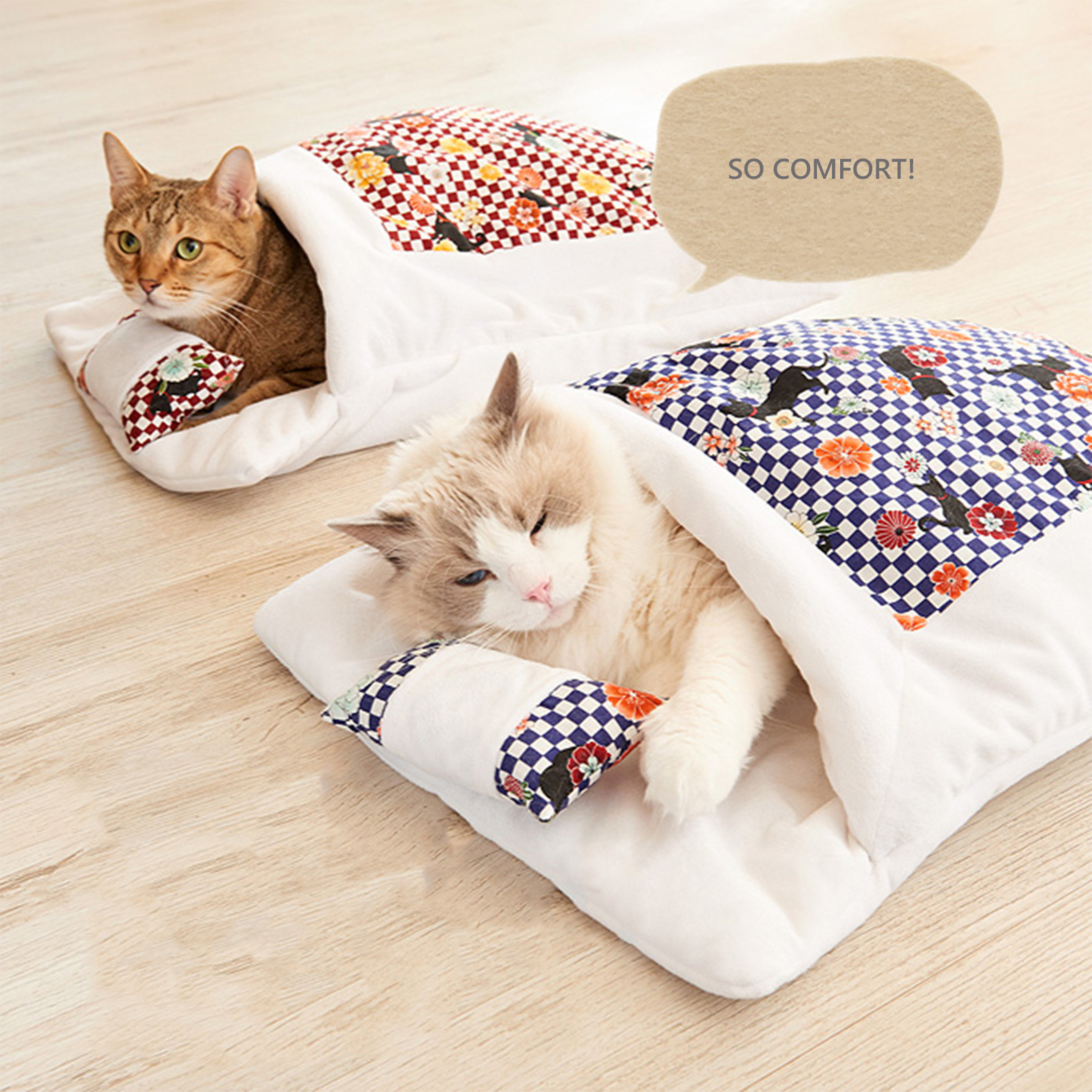 Japanese Flower Style Single Cat Bed With Pillow ottostore