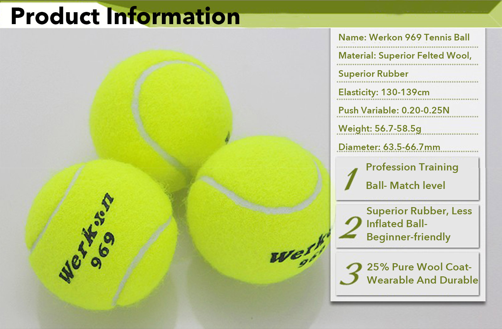 Beginners Tennis Balls High Elasticity Wearresistant for Kids 10 PCS