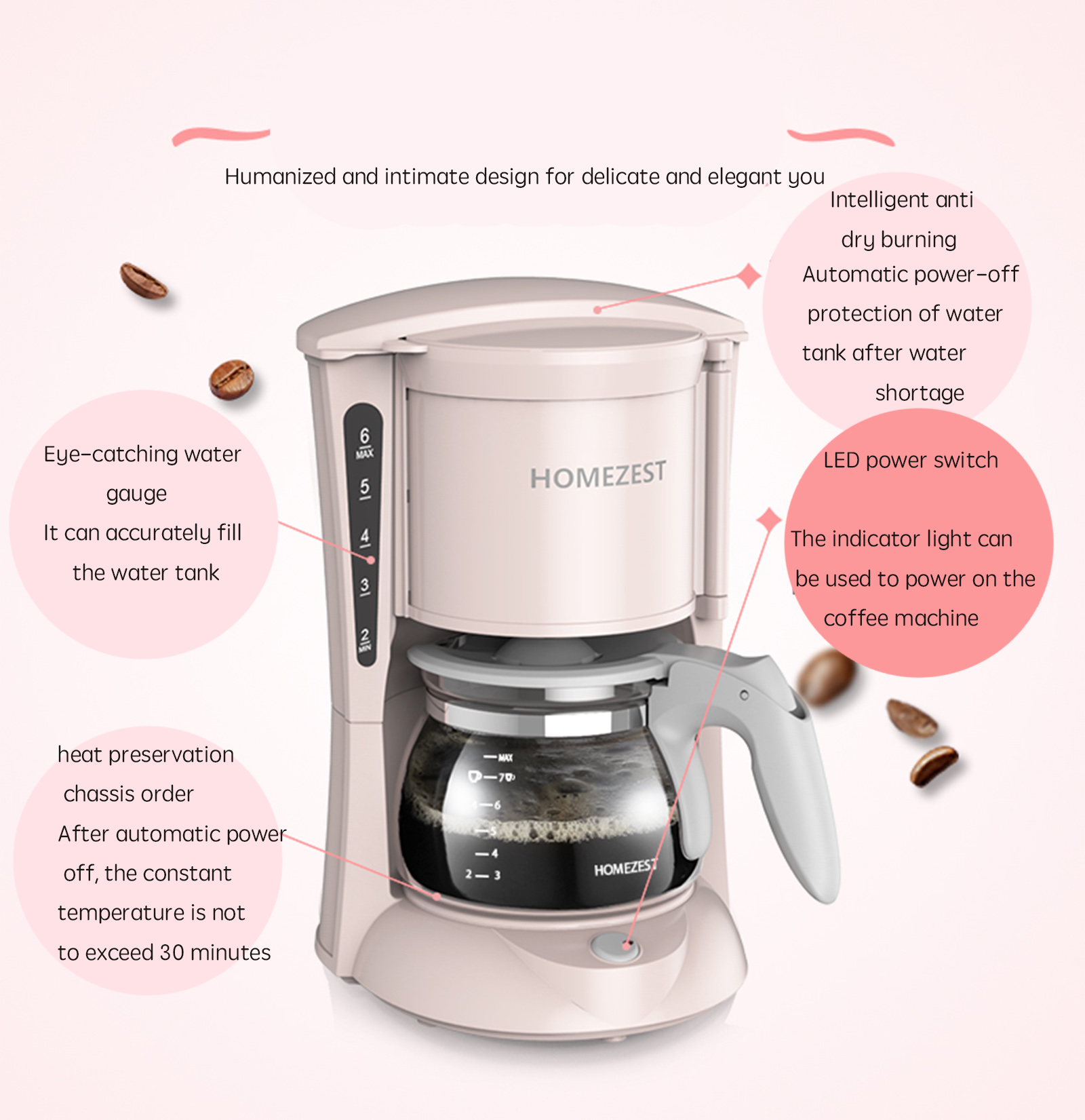 Homezest Cm 323 Coffee Machine Household Automatic Drip American Small Mini Coff Ebay