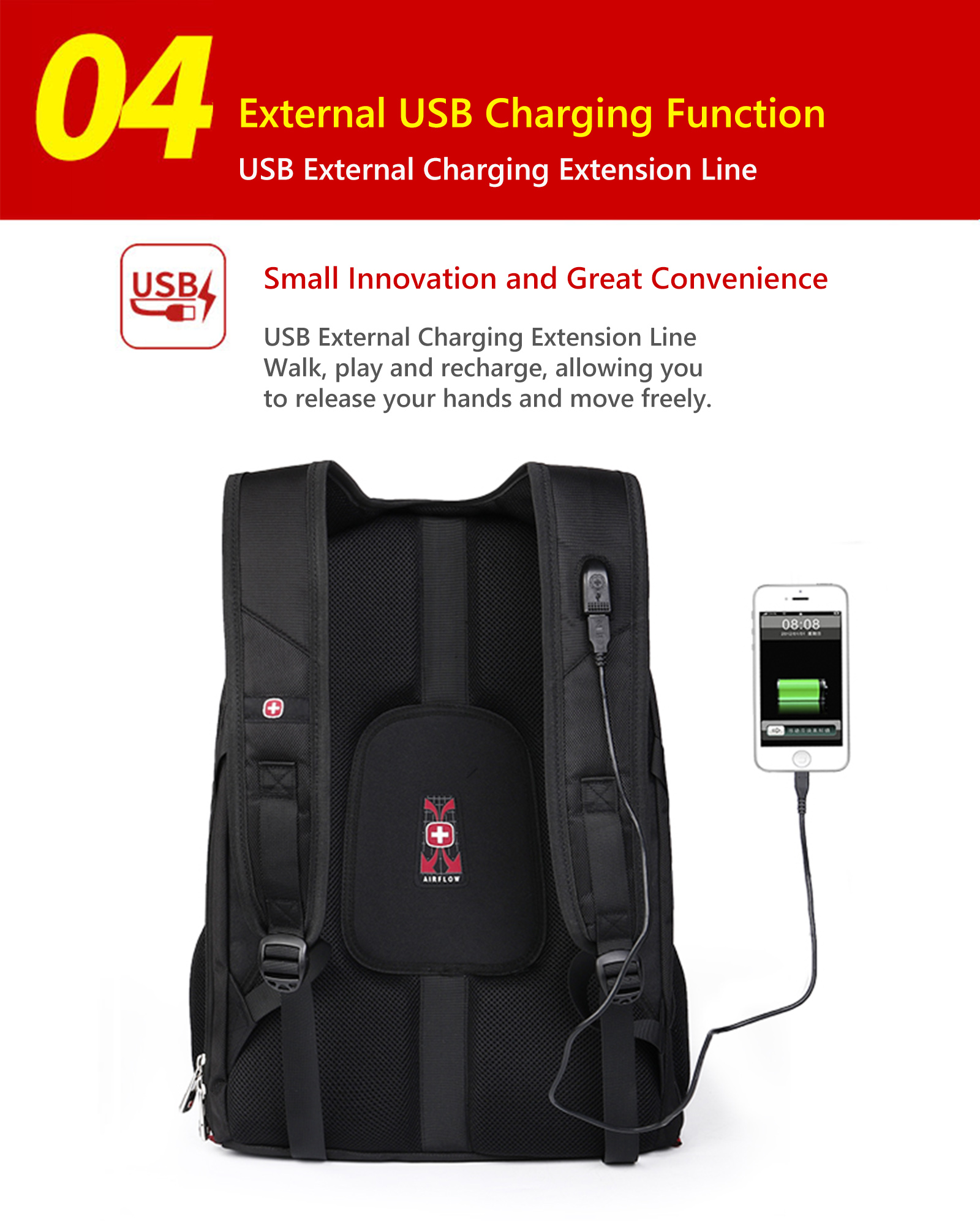 Smart Travel Bag USB Interface Data Line Shoulder Student Bag Woman Ma