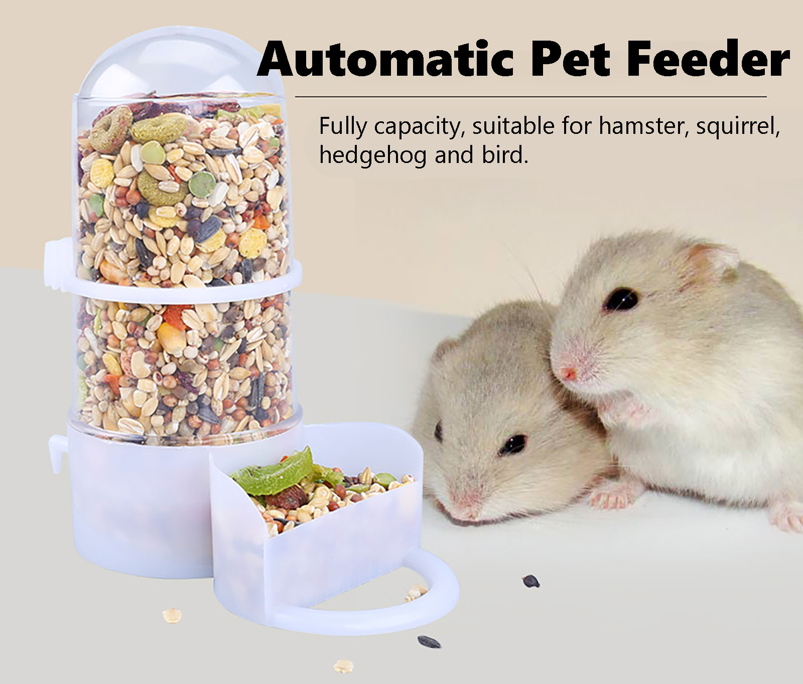 Automatic Small Pet Food Dispenser Feeder Feeding Bowl Dish Hamster He