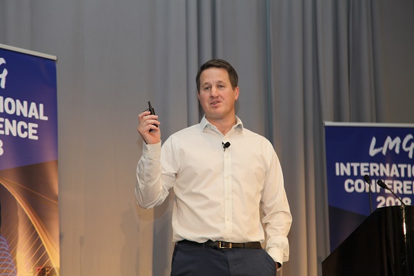 CEO Gavin Saunders speaking to delegates at the first business session