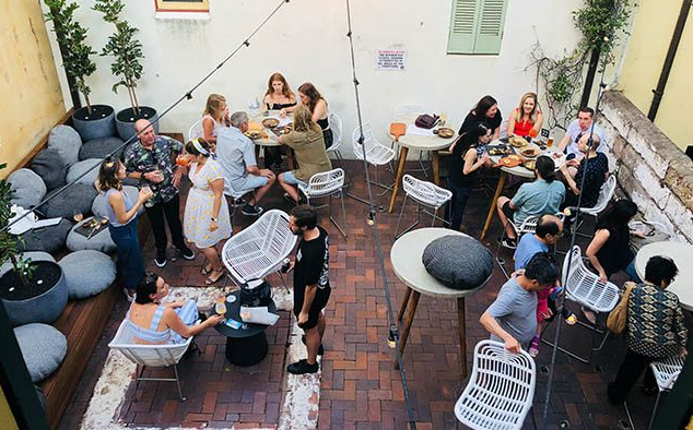 The Observer Hotel beer garden, prior to the makeover