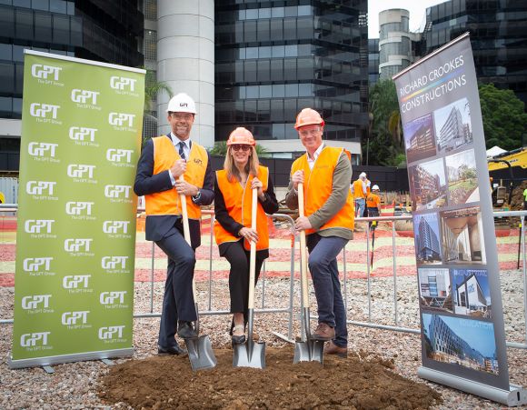 L-R: Matthew Faddy, GPT Head of Office & Logistics Renee Roberts, QBE Australia Pacific Chief Operating Officer Mark Curzon, Director at Fender Katsalidis. Image: Supplied L-R: Matthew Faddy, GPT Head of Office & Logistics Renee Roberts, QBE Australia Pacific Chief Operating Officer Mark Curzon, Director at Fender Katsalidis. Image: Supplied