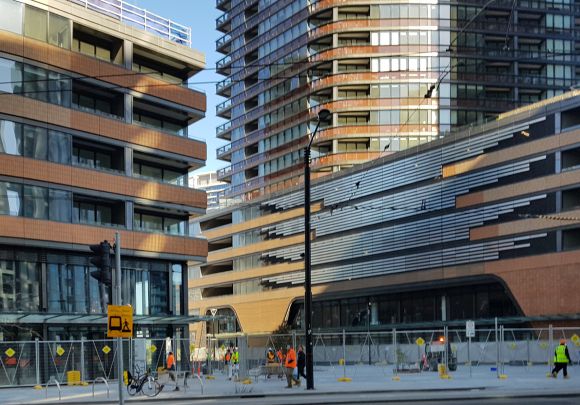 Koichi Takada Architect's 889 Collins Street features brick facing tiles. Docklands Places and Spaces, part two: Victoria Harbour