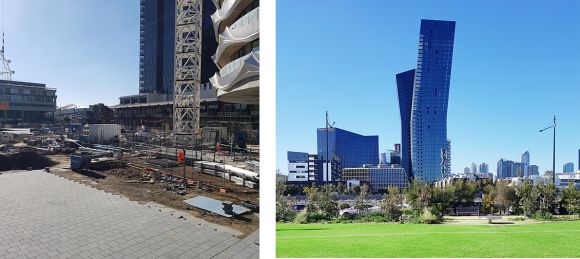Construction continues at NewQuay Park while Ron Barassi Snr Oval has added significant open space and community infrastructure Docklands Places and Spaces, part three: NewQuay and Harbour Town