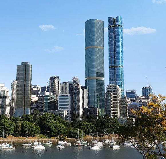 240 Margaret with the neighouring U/C Skytower. Image: World Class Land Top 10 (Future) Tallest Buildings in Australia
