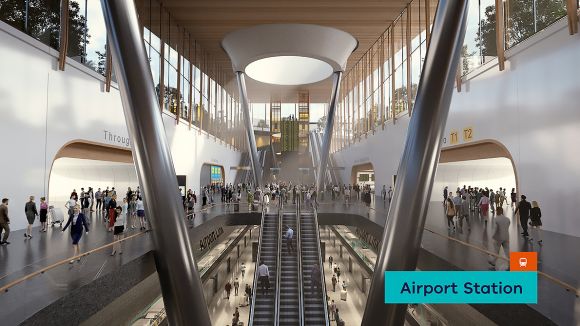 The concept for the Airport Station. Image: AirRail Melbourne Why did the chicken cross the road? To get to the airport - Part One