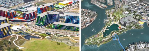 L-R: Parklands Gold Coast and HOTA Master Plan. Images: ARM Between surf, sand and sky - Chevron Island to scale new heights