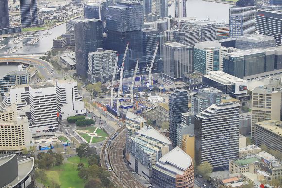 Aerial view over Docklands from September 2018. Image: Ryan Seychell Development Victoria appoints Geoff Ward to lead its Precincts team