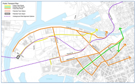 Future transport routes in Fishermans Bend. Image: FB Integrated Transport Plan What next for Fishermans Bend?