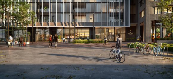 The interface between the public realm and built form. Image: DealCorp Glenarm Square to transform Gardiner Station into a thriving community space