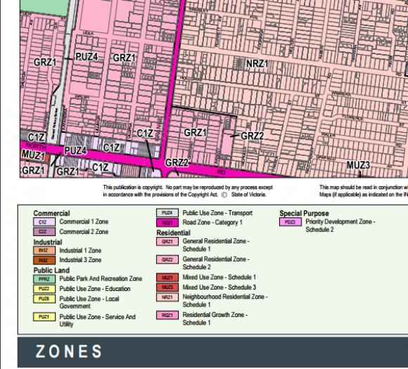 Screen grab from the Glen Eira planning zone maps - source Context matters: Glen Eira's level crossing removals & 'value capture' redevelopment