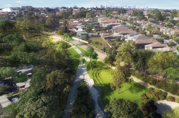 Dulwich Grove precinct. Image: GreenWay Master Plan - Visualisation of the Sydney's GreenWay Draft Master Plan open for public comment