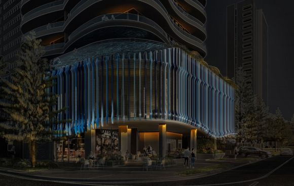 Night podium lighting. Image: BDA Architecture Bassar Group to test Broadbeach's luxury apartment market depth