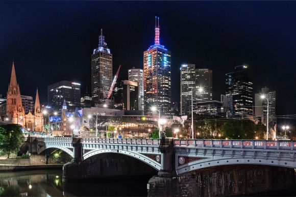 101 Collins Street's lighting has been upgraded lighting. Image: Supplied Lighting 101: A Collins Street landmark lights up the Melbourne skyline