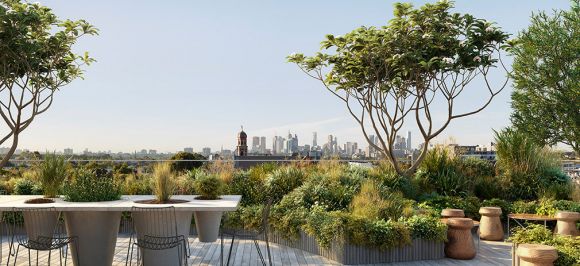 Lt. Miller's rooftop garden, rendering by Gabriel Saunders for ClarkeHopkinsClarke 5 new Sustainable Apartment Developments in Australia 2019