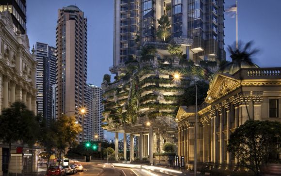 Rendering of 443 Queen Street by Architectus 5 new Sustainable Apartment Developments in Australia 2019
