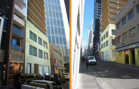 Retained facade to Little Lonsdale Street and Zevenboom Lane © Peddle Thorp Planning Application: 278 Little Lonsdale Street, Melbourne