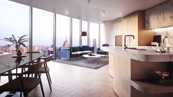 Sapphire By The Gardens lounge render. Image supplied. Works commence on Melbourne’s Sapphire By The Gardens