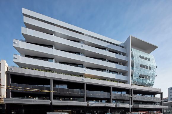 Onyx Solar photovoltaic glass has been used for the balustrades. Image: Peter Clarke Chahid Kairouz provides insight on The General's Australian-first photovoltaic glass