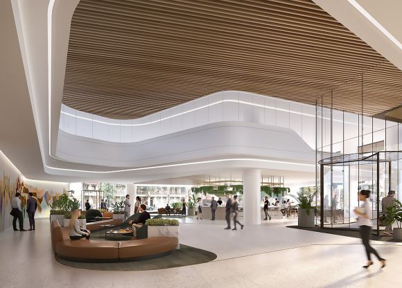 Victoria Place's expansive, light-filled lobby. Image: Time & Place Time & Place and Golden Age launch Victoria Place in East Melbourne