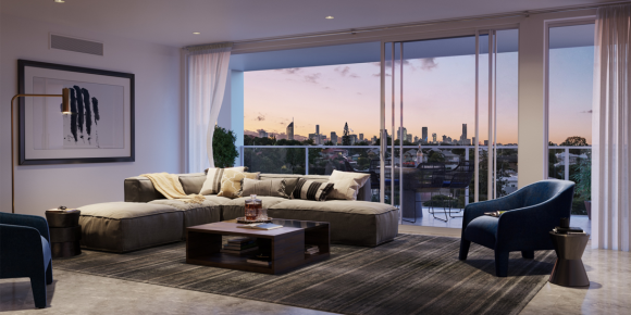 Maasra apartment living room Construction of Maasra Apartments has commenced following design iteration finalisation