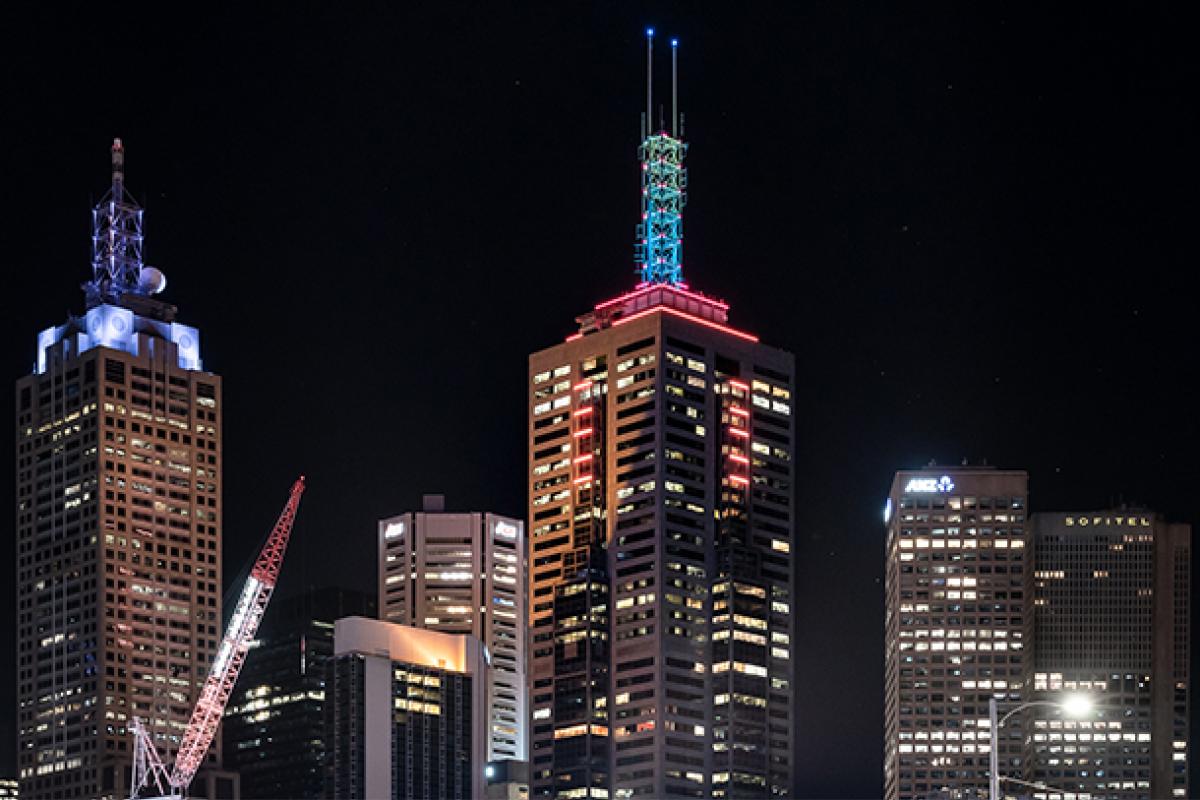 Lighting 101: A Collins Street landmark lights up the Melbourne skyline Lighting 101: A Collins Street landmark lights up the Melbourne skyline