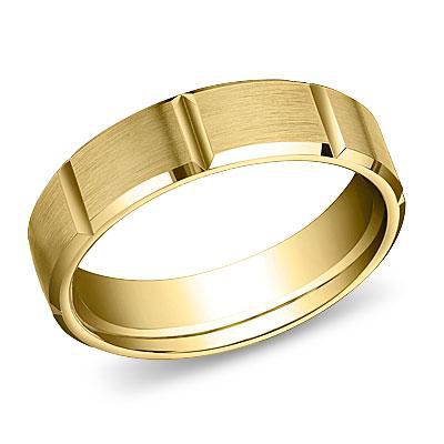 18k Yellow Gold Beveled Edge Wedding Band