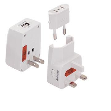 Jackson PTA878USB Travel Adaptor with 1x USB Charging Port and Surge Protection. Converts USA, UK, Japanese Plugs to NZ & Aus