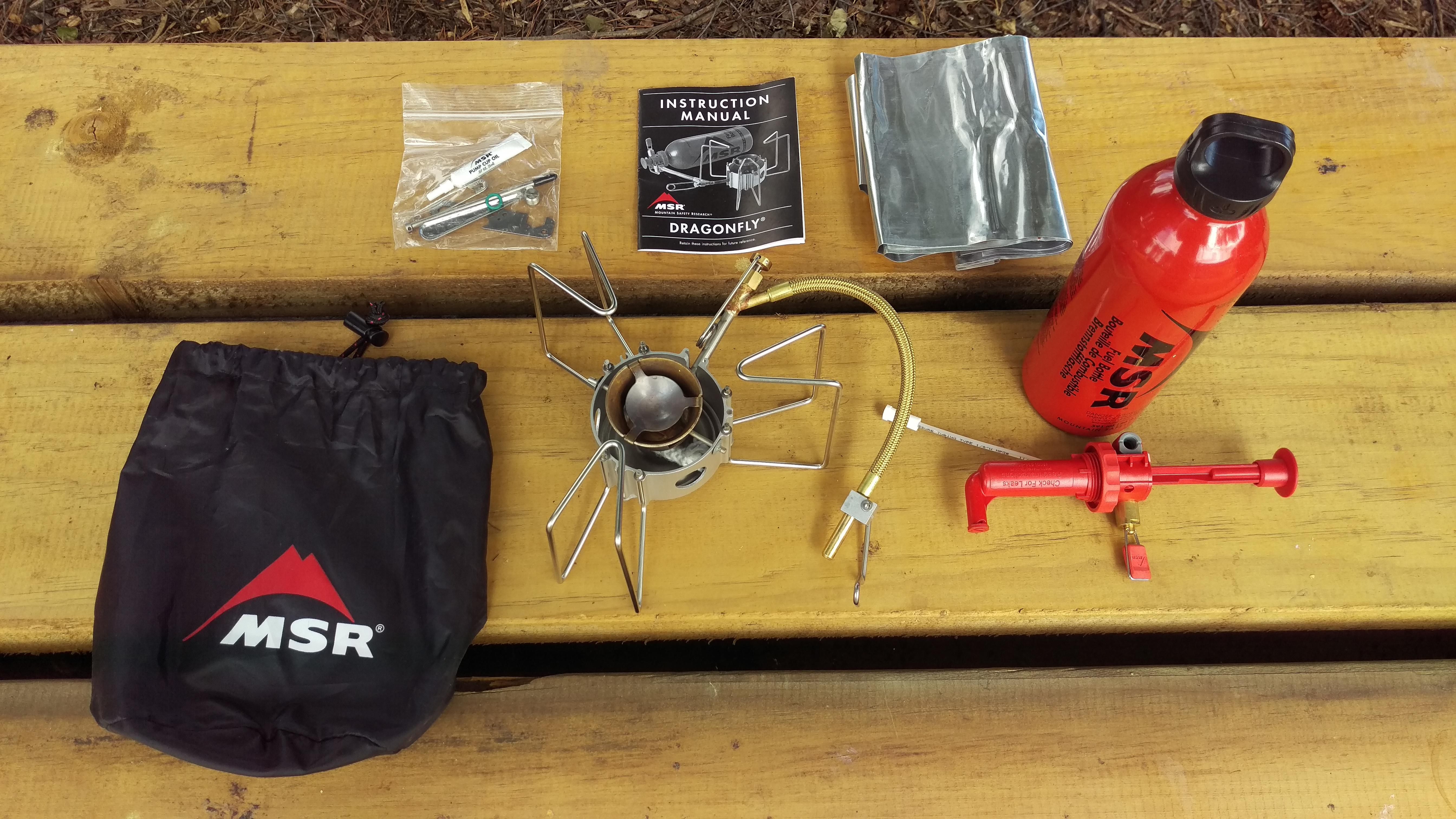 MSR Dragonfly Stove New. And fuel bottle.