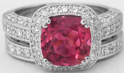 Pink Tourmaline & Diamond Ring