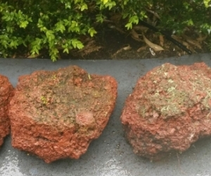Red lava wall rocks