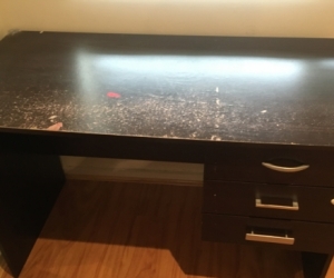 Dark blown desk with three drawers for free