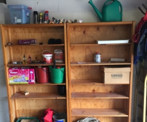 Wooden / cane bookshelves
