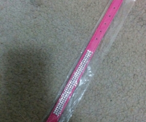 Short brand new pink dog collar with jewels