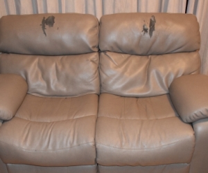 2 x 2 seater recliner couches, 'pleather'