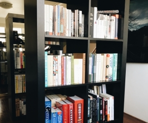 IKEA dark wood KALLAX shelves in good condition