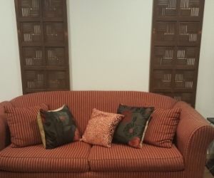 Myer sofa bed with matching scatter cushions - good condition. Ad type: Free