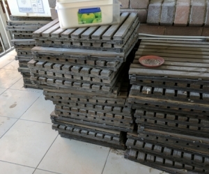Wood slatted decking tiles