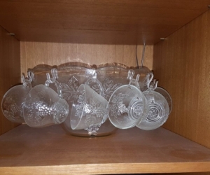 Punch Bowl set complete with glasses and hooks