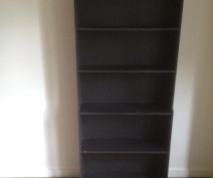 three small bookshelves